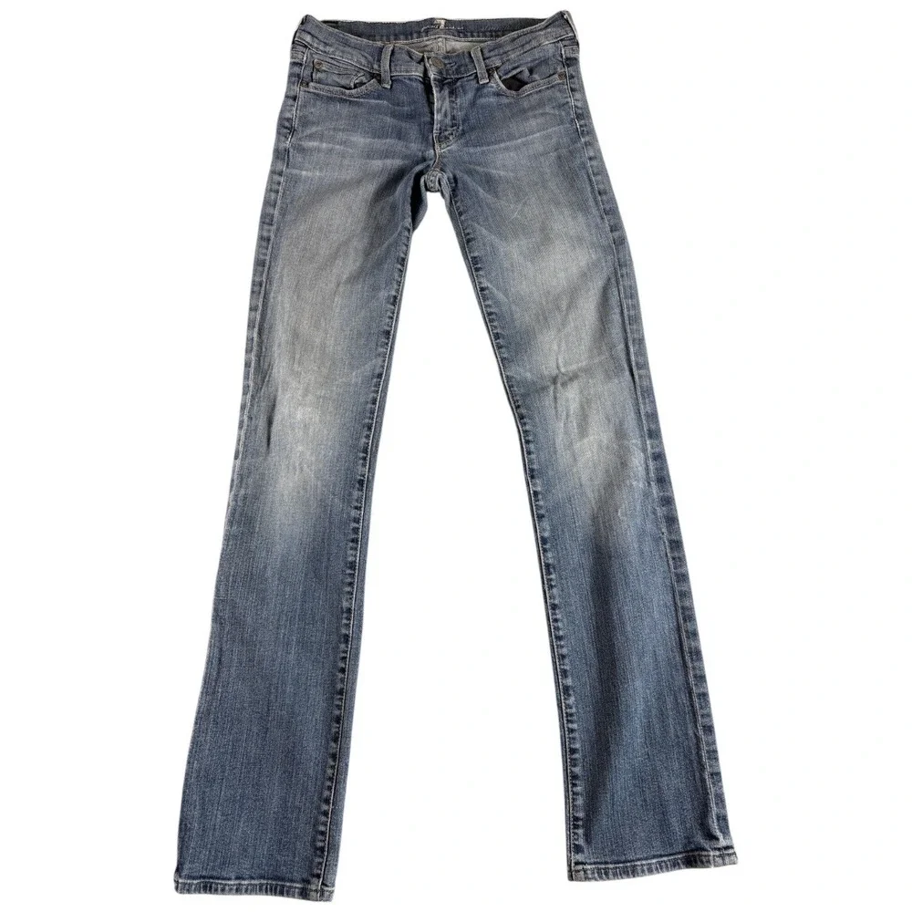 7 For All Mankind Jeans Womens 26 Blue Bootcut Stretch Lowrise Washed Y2k Flare